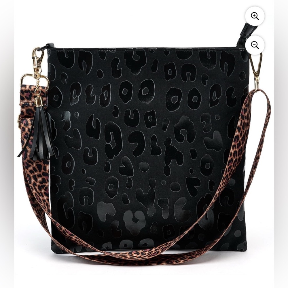 Black Leopard / Cheetah Print Crossbody Purse